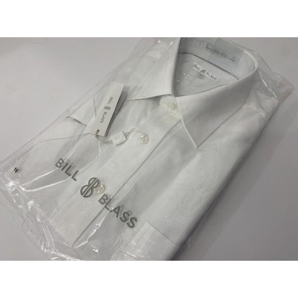 NEW Men's Size 16 White Bill Blass White Collar short sleeve button up Shirt